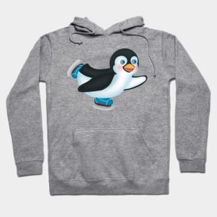 Cute penguin ice skating happily Hoodie